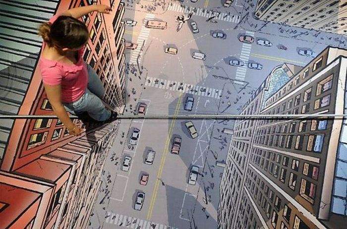 3D рисунки на асфальте... Это всегда завораживает!